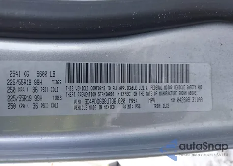 2018 Dodge Journey Crossroad Awd from USA, damaged, VIN 3C4PDDGG8JT361820